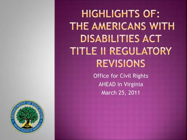 highlights of the americans with disabilities act title ii regulatory revisions
