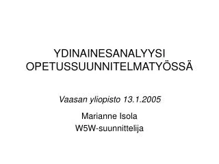 ydinainesanalyysi opetussuunnitelmaty ss