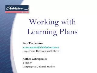 Working with Learning Plans