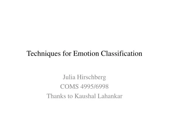 techniques for emotion classification