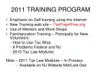 2011 TRAINING PROGRAM - slide 1