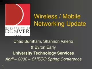 Wireless / Mobile Networking Update