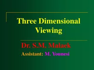 Three Dimensional Viewing