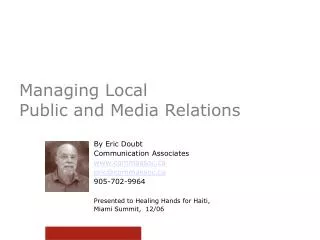 Managing Local Public and Media Relations