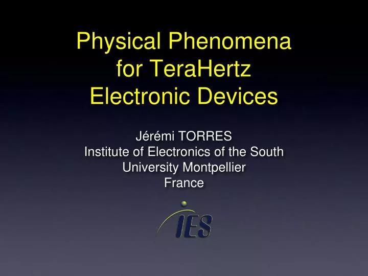 physical phenomena for terahertz electronic devices