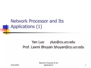 Network Processor and Its Applications (1)