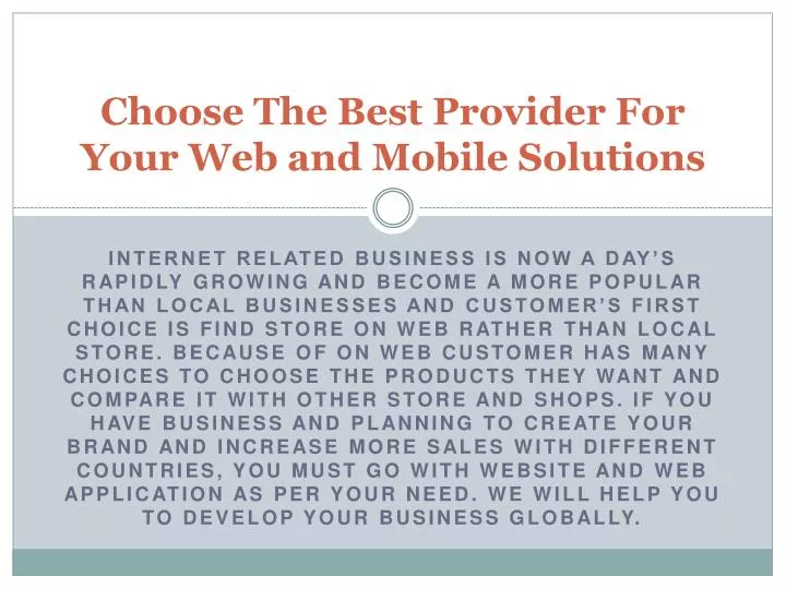 choose the best provider for your web and mobile solutions