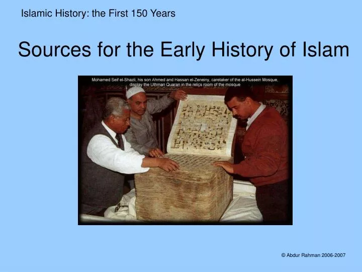 sources for the early history of islam