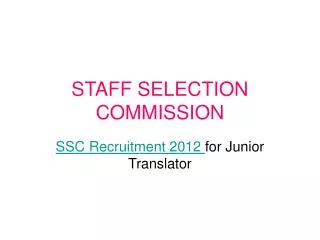 SSC Junior Translator Exam notice 2012