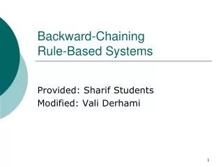 Backward-Chaining Rule-Based Systems