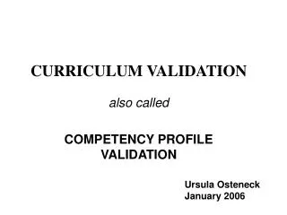 CURRICULUM VALIDATION