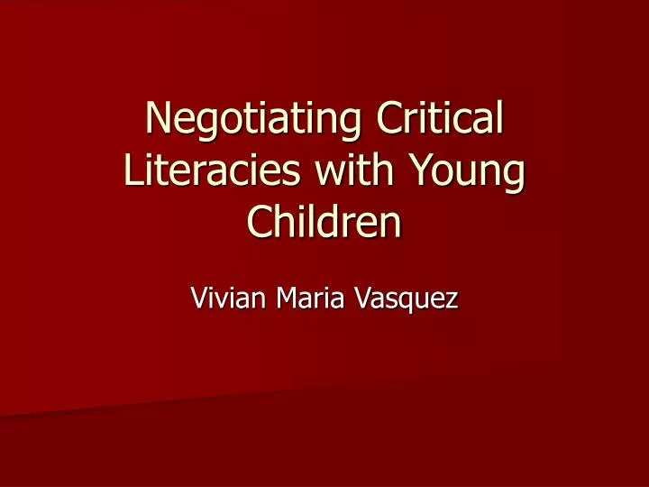 negotiating critical literacies with young children