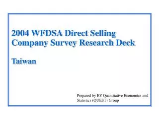 2004 WFDSA Direct Selling Company Survey Research Deck Taiwan