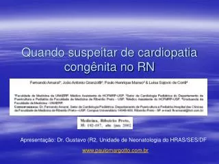 quando suspeitar de cardiopatia cong nita no rn