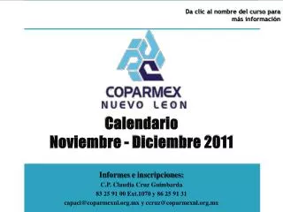 Calendario Noviembre - Diciembre 2011