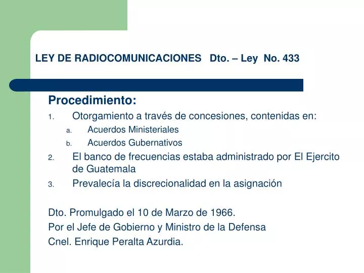 ley de radiocomunicaciones dto ley no 433