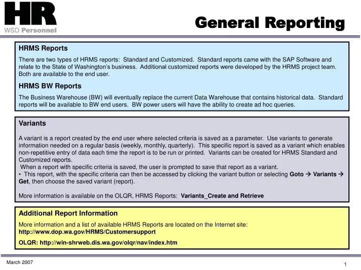 general reporting