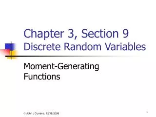 Chapter 3, Section 9 Discrete Random Variables