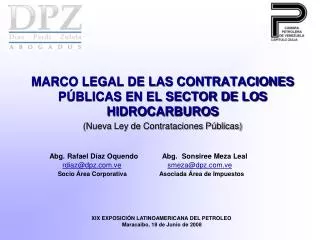 MARCO LEGAL DE LAS CONTRATACIONES PÚBLICAS EN EL SECTOR DE LOS HIDROCARBUROS (Nueva Ley de Contrataciones Públicas)