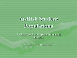 At-Risk Student Populations