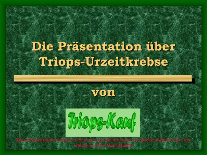 die pr sentation ber triops urzeitkrebse von