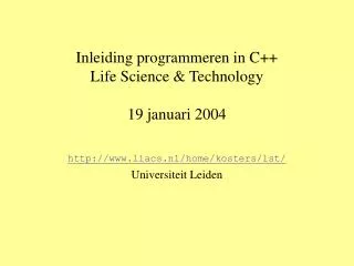 inleiding programmeren in c life science technology 19 januari 2004
