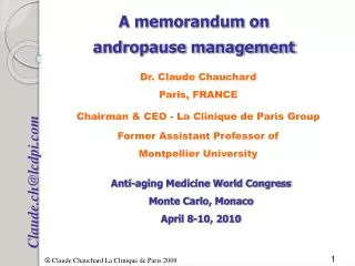 A memorandum on andropause management