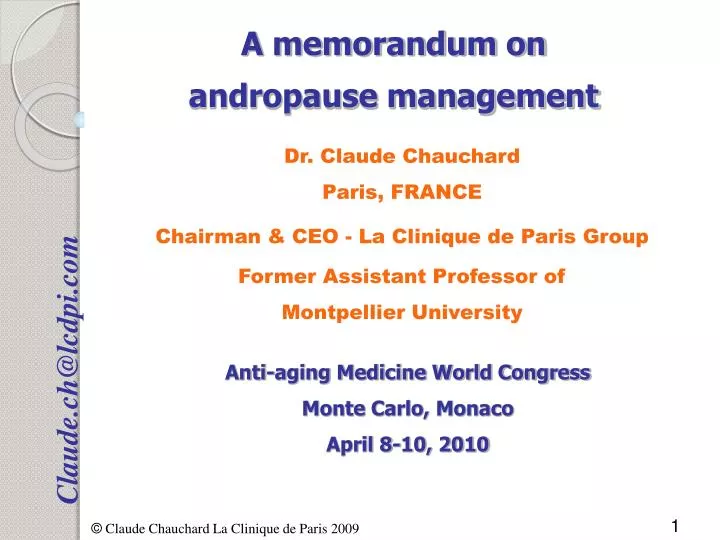 a memorandum on andropause management