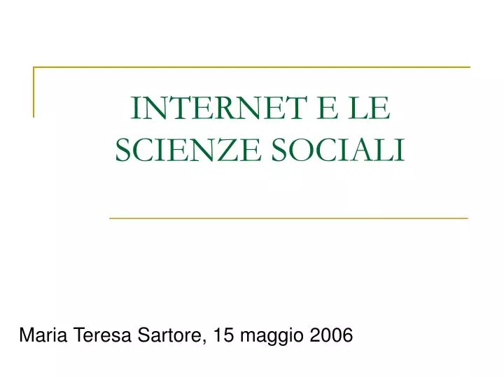 internet e le scienze sociali