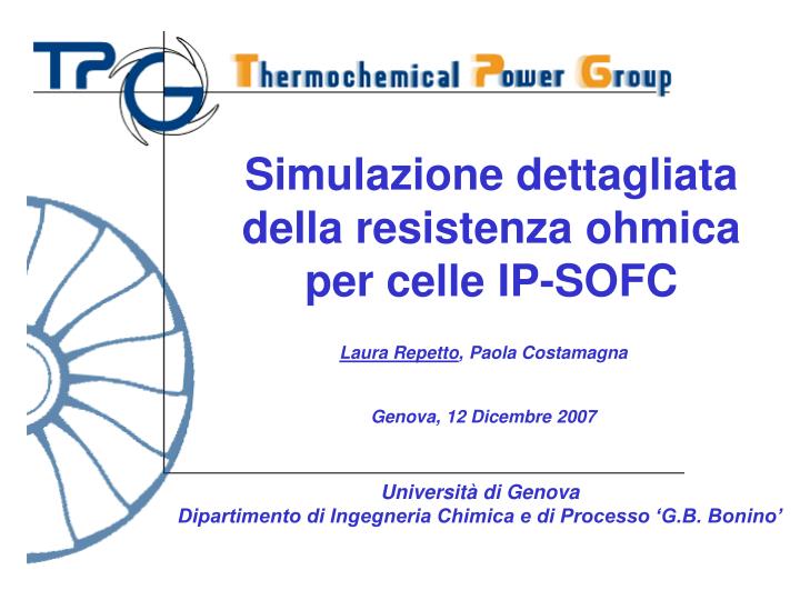 simulazione dettagliata della resistenza ohmica per celle ip sofc