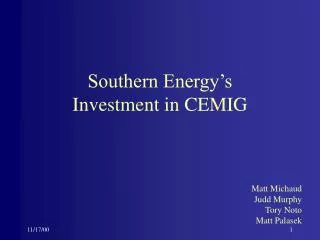 Southern Energy’s Investment in CEMIG