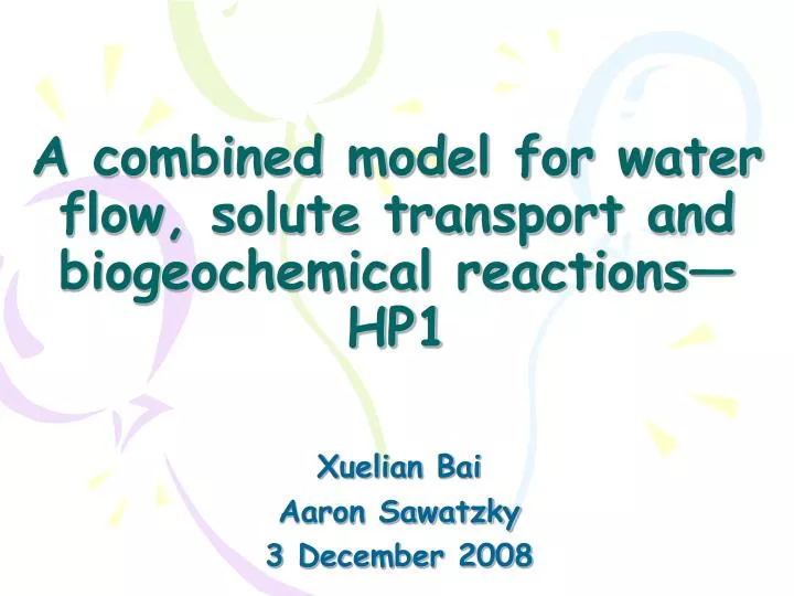 a combined model for water flow solute transport and biogeochemical reactions hp1