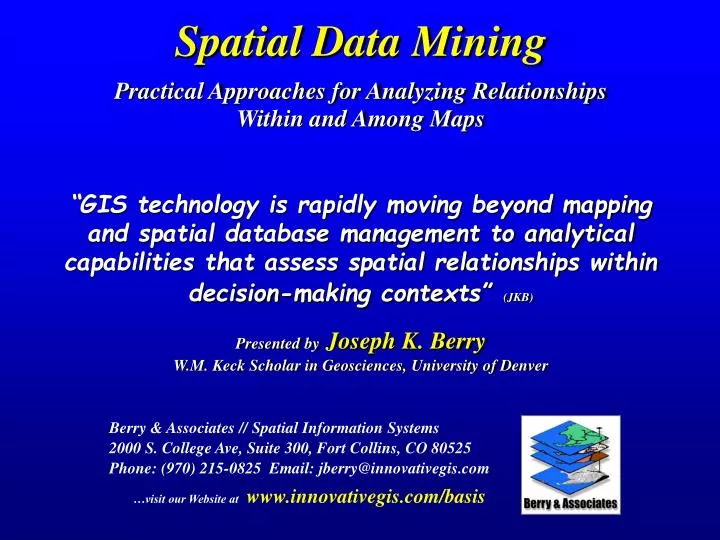 spatial data mining practical approaches for analyzing relationships within and among maps
