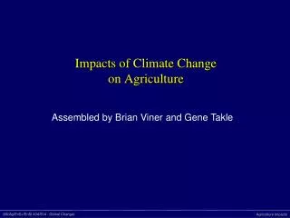 Impacts of Climate Change on Agriculture