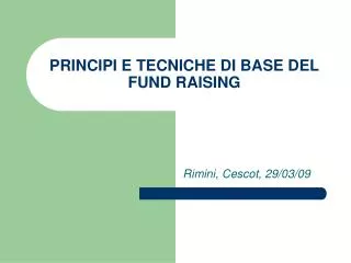 principi e tecniche di base del fund raising