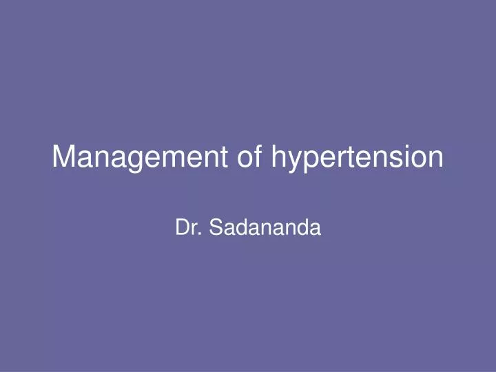 management of hypertension