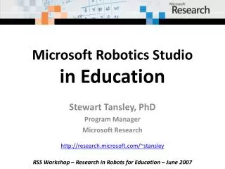 Microsoft Robotics Studio in Education