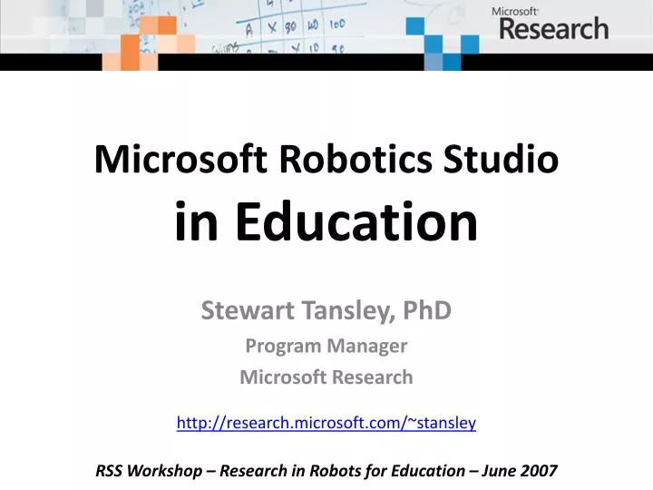 microsoft robotics studio in education