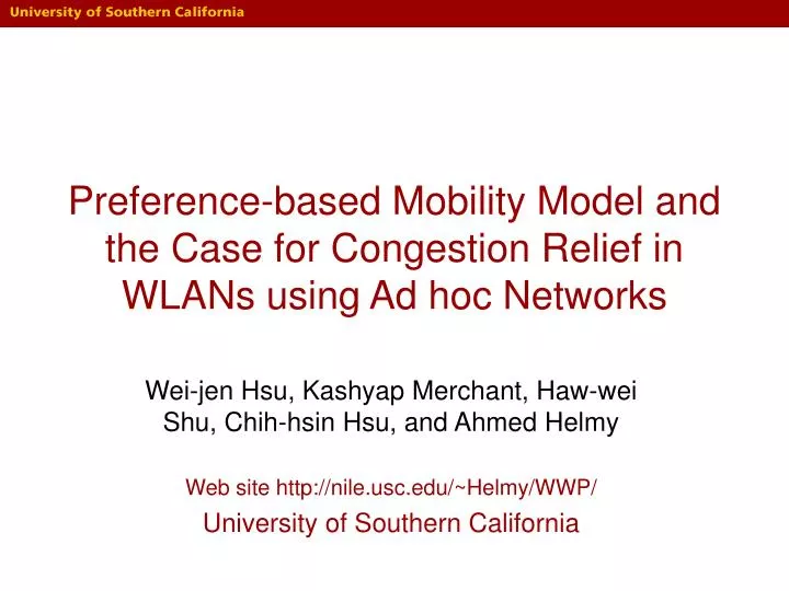 preference based mobility model and the case for congestion relief in wlans using ad hoc networks