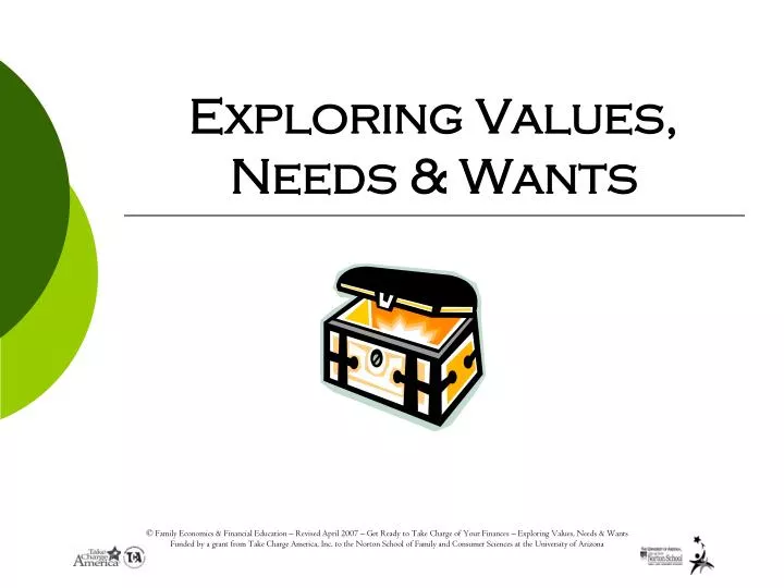 exploring values needs wants