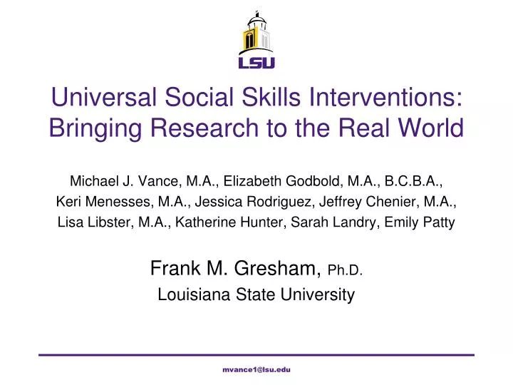 universal social skills interventions bringing research to the real world
