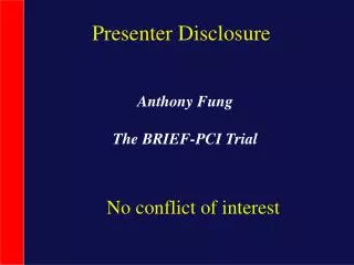Presenter Disclosure