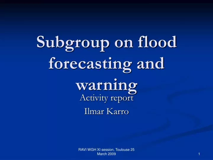 subgroup on flood forecasting and warning