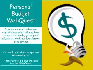 Personal Budget WebQuest