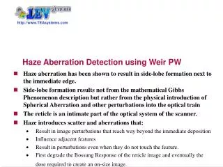 Haze Aberration Detection using Weir PW