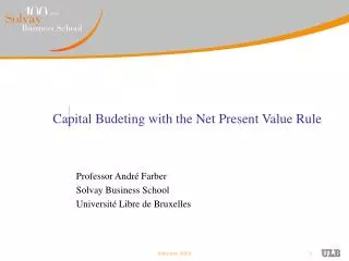 Capital Budeting with the Net Present Value Rule