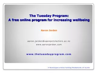 The Tuesday Program: A free online program for increasing wellbeing