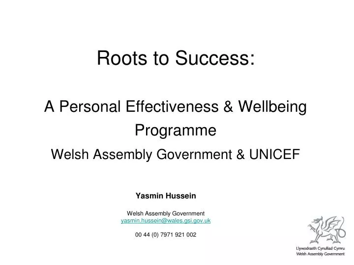 roots to success a personal effectiveness wellbeing programme welsh assembly government unicef