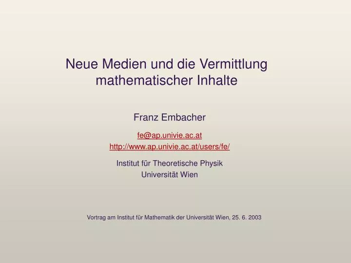 neue medien und die vermittlung mathematischer inhalte