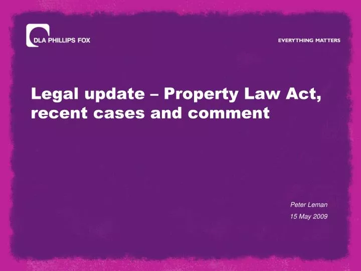 legal update property law act recent cases and comment